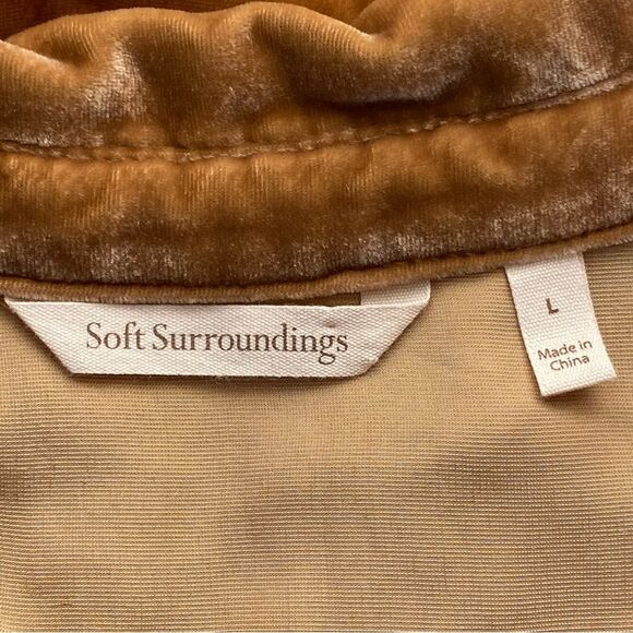 Soft Surroundings Topaz Icon Silk Blend Velvet Poets Blouse Size Large - Picture 11 of 16